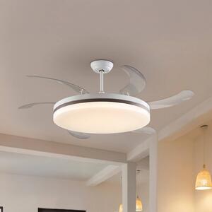 Schuller Valencia LED stropní ventilátor Vento bílý/bronzový/čirý, Ø 150 cm tichý, stmívatelný, Čirá / transparetní, Obývací pokoj / jídelna, kov, Moderní