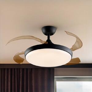 Schuller Valencia LED stropní ventilátor Venturi černý/kouřový DC Ø 106 cm tichý, stmívatelný, Hliník / šedá / zinek, Obývací pokoj / jídelna, kov, Moderní