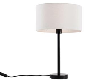 Stolní lampa černá s oválným lněným stínidlem bílá 35cm - Simplo