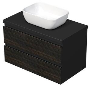 Koupelnová skříňka s krycí deskou SAT Cube Way 80x47,5x46 cm hnědá mat CUBE3D46802ZHKD