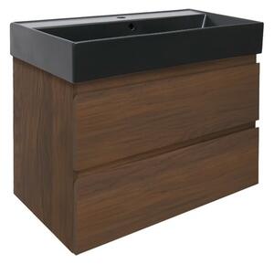 Koupelnová skříňka s umyvadlem SAT B-Way 59x50x45 cm ořech mat BWAY260NUTU2BB