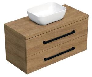 Koupelnová skříňka s černou úchytkou a krycí deskou SAT Cube Way 100x47,5x46 cm dub Hickory mat CUBE46C1003DHSAT45