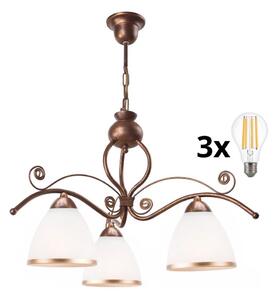 Brilagi - LED Lustr na řetězu ANTICO 3xE27/60W/230V bronz patina