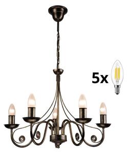 Brilagi - LED Lustr na řetězu STEFANO 5xE14/40W/230V černá patina
