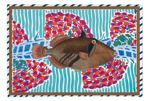 Tyrkysová koupelnová předložka 40x60 cm Tufted Fish – Really Nice Things
