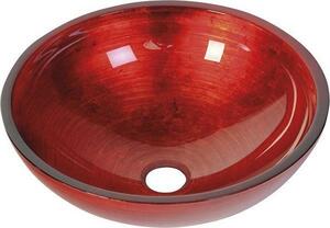 SAPHO MURANO ROSSO IMPERO skleněné retro umyvadlo na desku, průměr 40cm, červená AL5318-63