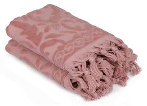 Sada dvou růžových ručníků v odstínu dusty rose Bohème, 90 x 50 cm