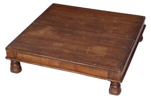 Starý čajový stolek z teakového dřeva, 78x78x20cm