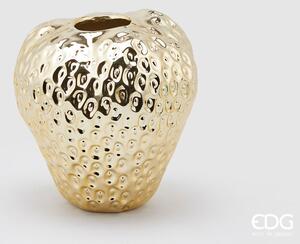 EDG Keramická váza ve tvaru jahody, zlatá barva, 21 cm