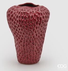 EDG Keramická váza ve tvaru jahody, burgundsky červená, 37 cm