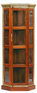Rohová knihovna z palisandrového dřeva, zdobená mosazí, 50x50x180cm