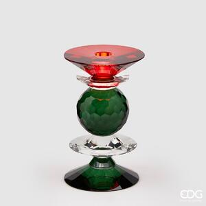 EDG Křišťálový svícen ve tvaru pagody, zeleno-červený