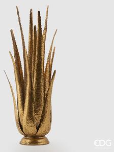 EDG Svícen kovový ve tvaru listů agáve, zlatá barva, výška 72 cm
