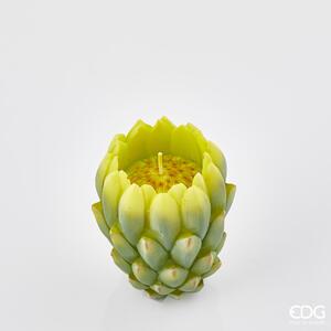 EDG Svíčka dekorativní ve tvaru exotické květiny, zeleno-žlutá, 9 x 8 cm