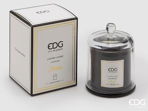EDG Svíčka ve skle s víkem, barva černá, vůně šampaňského, 12 x 9 cm