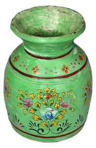 Stará váza ze dřeva, ručně malovaná, 29x29x41cm