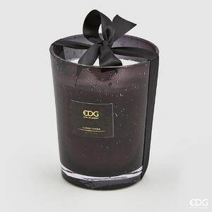 EDG Vonná svíčka černá ve skle se stužkou, výška 23 cm - vůně šampaňského