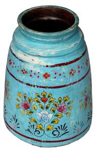 Stará váza ze dřeva, ručně malovaná, 26x26x43cm