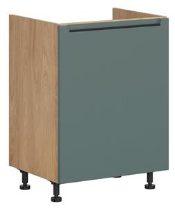 BRW Kuchyně Family Line dřezová Iris DK-60/82-L, dub hikora/boho green matt