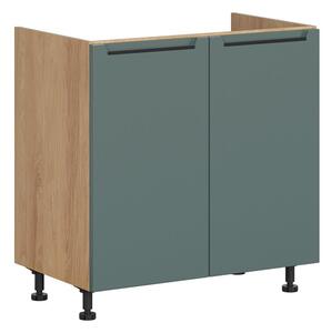 BRW Kuchyně Family Line dřezová Iris DK-80/82-L/P, dub hikora/boho green matt
