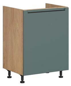 BRW Kuchyně Family Line dřezová Iris DK-60/82-P, dub hikora/boho green matt