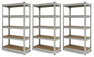 IQ Garden 3 x policový regál 180 x 80 x 40 - pozinkovaný - 5 polic 319903