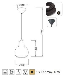 ACA DECOR Závěsné stropní svítidlo BLOOM max. 40W/E27/230V/IP20, černé