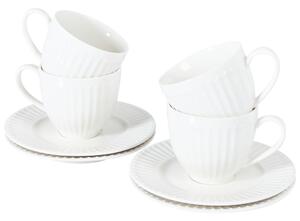 Sada 4 šálků s podšálky COWSLIP Porcelán Bílá
