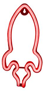 ACA Lighting Neonová lampička - Raketa, 3x AA baterie/USB kabel, IP20, červená barva