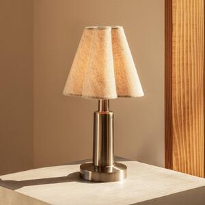 Audo Copenhagen – akumulátorová stolní lampa Admiral, chrom/béžová, 27 cm, textil, stmívatelný, Krémová / jantar, Obývací pokoj / jídelna, Plast, Design
