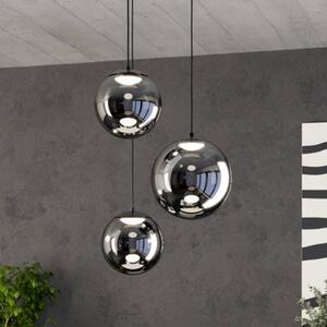 Stars of Light LED závěsné světlo ANORIAS, černé, Ø 46 cm, 3 ramena, stmívatelný, Černá, Obývací pokoj / jídelna, Sklo, Koule