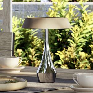 EGLO LED stolní lampa s akumulátorem TURCIO, chrom/béžová, 20 cm, IP44,, stmívatelný, Chrom / stříbro, Obývací pokoj / jídelna, kov