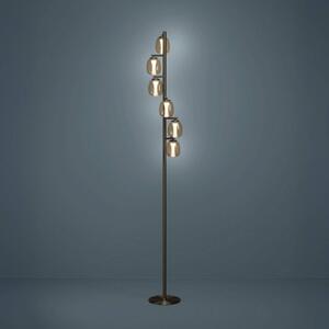 Stars of Light LED stojací lampa FERRO bronzová/hnědá 156 cm, 6ramenná, stmívatelný, Bronz / starožitná mosaz, Obývací pokoj / jídelna, Sklo