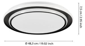 EGLO LED stropní svítidlo MOSCHETTA, černé, Ø 49 cm,, Černá, Obývací pokoj / jídelna, kov