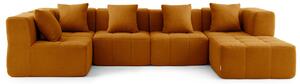 MILYSOFA SOFABULOUS – 5místná modulární rohová pohovka s lehátkem, jemná smyčková látka, skořicově hnědá