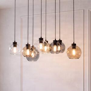 TK Lighting Závěsné světlo Cubus, 68 cm, 8 žárovek, čiré/medové/hnědé, sklo, stmívatelný, Čirá / transparetní, Obývací pokoj / jídelna, Sklo, Moderní