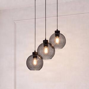 TK Lighting Závěsné svítidlo Cubus, Ø 50 cm, 3 světla, kouřově šedá, sklo, stmívatelný, Černá, Obývací pokoj / jídelna, Sklo, Moderní, Skupinová svítidla
