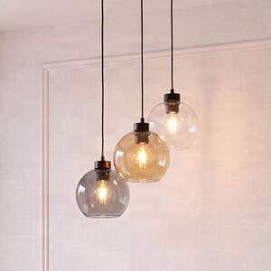 TK Lighting Závěsné světlo Cubus, Ø 50 cm, 3 žárovky, čiré/medově hnědé, sklo, stmívatelný, Čirá / transparetní, Obývací pokoj / jídelna, Sklo, Moderní, Skupinová svítidla