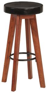Barové stoličky 2 ks pravá kůže a masivní akáciové dřevo