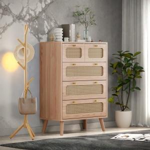 UnboxG komoda příborník s 5 zásuvkami pracovní deska úložná skříňka v boho stylu zásuvková skříňka do obývacího pokoje ložnice předsíň 60 x 24 x 91 cm