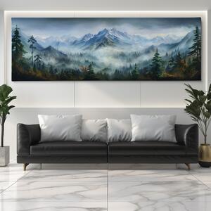 Obraz na plátně - Hory a lesy v mlžné kaši FeelHappy.cz Velikost obrazu: 120 x 40 cm