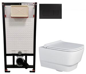 DEANTE Podomítkový rám, pro závěsné WC mísy + SLIM tlačítko černé + WC MYJOYS MY2 + SEDÁTKO CST_WC01 N51P MY2