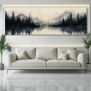 Obraz na plátně - Jehličnatý les v mokřadech FeelHappy.cz Velikost obrazu: 90 x 30 cm