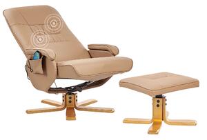 Masážní křeslo RELAXPRO s podnožkou Umělá kůže Světle hnědá