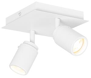 Moderní koupelnové bodové světlo bílé čtvercové 2-světlo IP44 - Ducha