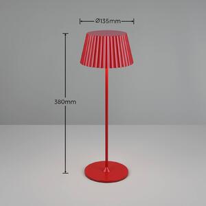 Suarez LED dobíjecí stolní lampa, červená, výška 39 cm, kov, stmívatelná