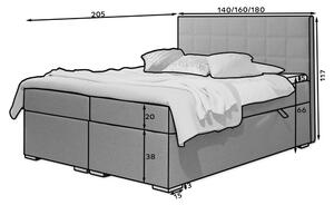 Postel s matrací a topperem ROSIE tmavě šedá, 140x200 cm