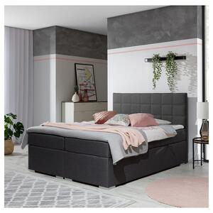 Postel s matrací a topperem ROSIE tmavě šedá, 140x200 cm