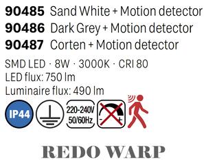 Nástěnné světlo na fasádu s čidlem Redo Warp 90487/LED 8W