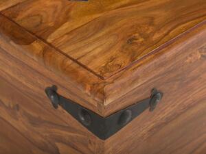 Dřevěný konferenční stolek a truhla hnědá Artus